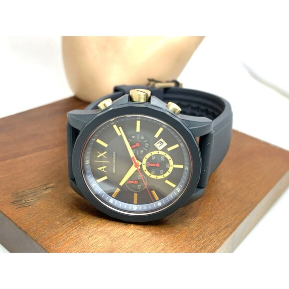 Armani Exchange Men's Watch AX1335 Quartz Chronograph Blue Dial Rubber Band 44mm - Picture 7 of 13